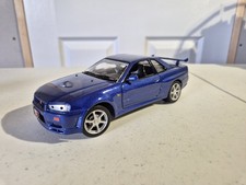 Motor Max Nissan Skyline GTR V Spec R34 1:24 Scale Blue No Box