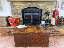 Old Antique Pine Chest, Vintage Wooden Storage Trunk, Blanket Box, Coffee Table.