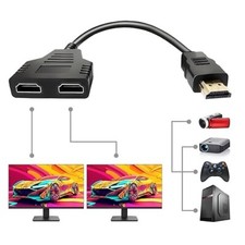 HDMI Male To Dual Twin HDMI Female 1 to 2 Way Splitter Adapter Cable For HD TV