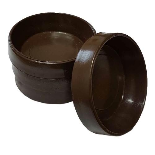 Brown plastic castor cups - brown,