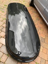 LARGE BLACK NISSAN 75KG 630LT ROOF BOX with lock & key damaged