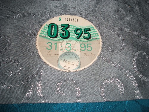 Tax disc used - /, 95....used...