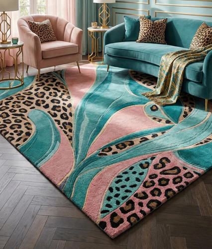 Leopard hand tufted area rug - rug,