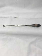 Vintage English Made Steel Large Button Hook Silver Handle Hallmarked  (H12)