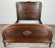 Bed Frame Antique French Oak Ornate Double Bed Carved Floral Detail LOT 4097