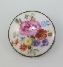 Antique "Czecho-slovakia"  Sterling Porcelain Brooch Flower design 