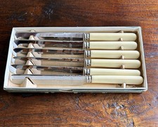Vintage Box set of 6 Bone Handled Dinner Knives Arthur E Dexter Sheffield  9"