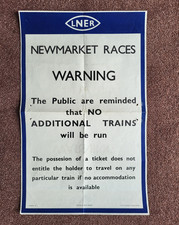 Original LNER RAILWAY Poster regarding Newmarket Races 50 cm x 31 cm Approx