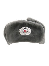 Genuine East German Army NVA Grey Fur Winter Soldier Trapper Hat with Cockade