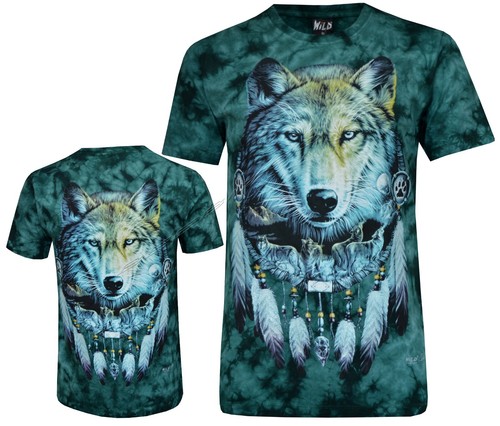 Tie dye shirt wolves - dye, night