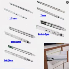 17/27/45mm Wide Drawer Runner Draw Slide Soft Close / Push Open / Ball Bearing