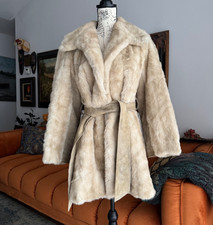 Tissavel Of France Vintage Faux Fur & Suede Coat Size L / 20" Width 30" Length