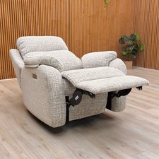 Furniture Village G Plan 'Kingsbury' Armchair Power Recliner Oatmeal Woven NEW