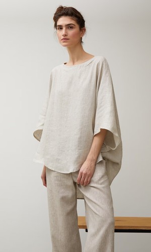 Plumo otilia oatmeal linen top - oatmeal,
