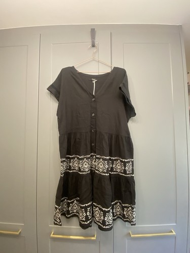 Next linen black dress with - dress,