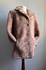 VINTAGE SHEEPSKIN SHEARLING COAT 12 14 teddy boho curly wool HEATONA