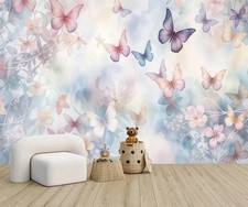 Butterfly Floral Wallpaper Gift Wallpaper Mural Removeable Washable Peel & Stick