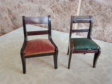 Antique Vintage German Dolls' House Furniture Miniatures 2 Waltershausen Chairs