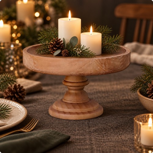 Round cake stand with turned - cake,