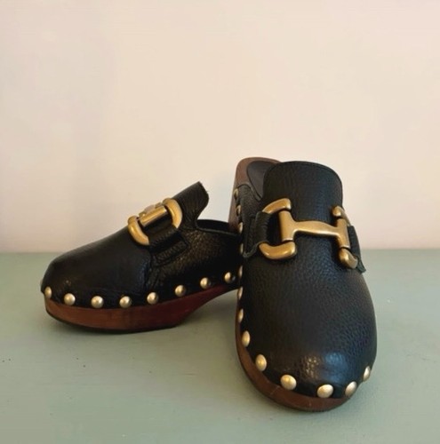 Boden black leather clogs size - leather,