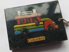 Vintage Old Keyring Plastic Resin South America ?? COLUMBIA Taxi Truck Vehicle