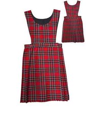 NEW Girls Sleeveless Check Tartan Pleated Bib Pinafore Kids School Uniform Dress