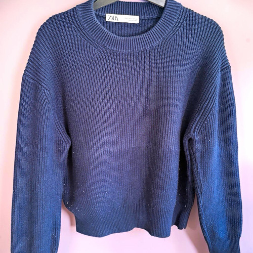 Zara navy rib knit - zara, crew