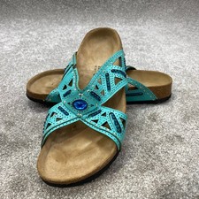 Betula Birkenstock Joyce Turquoise Sandals Slide Beads Jewels Women 40 L9