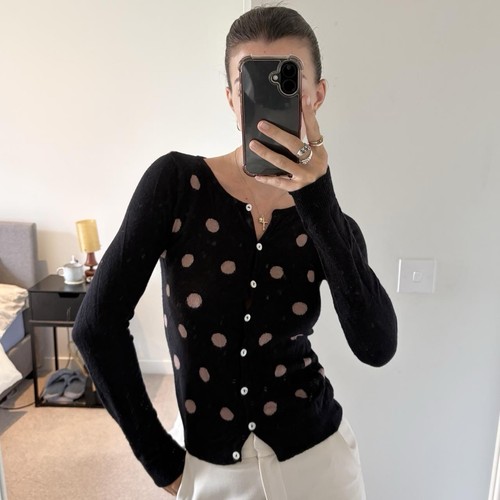 Vintage polka dot - black, nude