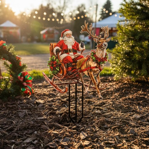 Santa and reindeer - and,