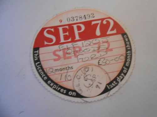 Vintage tax disc - , sept