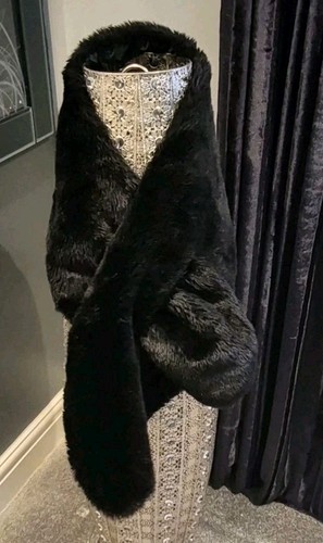 Black faux fur shawl - faux,