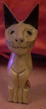 Hand carved Wooden Sitting Cat