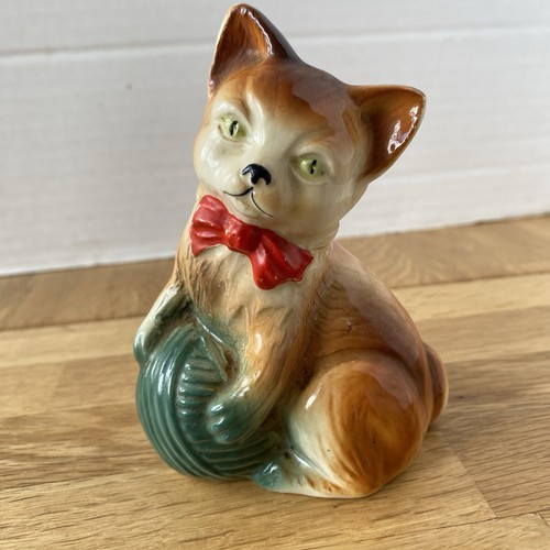 Vintage ceramic ginger cat - vintage,