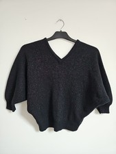 Vintage 60s Wool Blend Chelsea Girl Batwing Glittery Knitted Jumper Top Size S