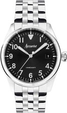 Accurist Mens Watch with Black Dial and Silver Strap 76000