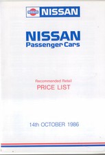 Nissan Price List 1986 Oct
