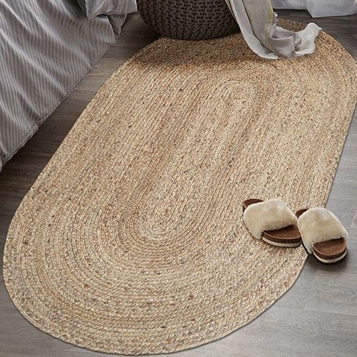 Oval jute rug beige - rug,