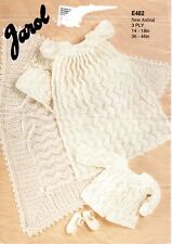 Jarol Knitting Pattern E482 Baby Layette 3ply Knitting yarn 14 18"