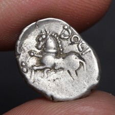 Ancient Celts Coin 80BC Gaul Silver Quinarius Sequani Tribe Gallic Celtic Horse