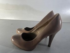 M&S Collection Ladies Brown Slip on Patent Heeled Court Shoes UK 5.5 EU 38.5 -E8