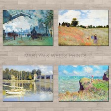 Claude Monet prints: A4 canvas paper / poster art. Landscape and Impressionism.