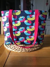 Tote Bag -  new - HANDMADE - Navy and Brights - water resistant