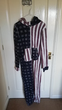 Unisex One Piece American Flag Lounge Wear Pajamas - S/M - Urban Diva