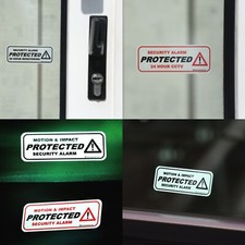 2 x WINDOW ALARM STICKERS  - INTERNAL 24 HOUR CCTV MOTION & IMPACT MONITORED
