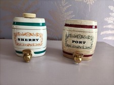 Vintage Wade England Pottery Ceramic Port & Sherry Decanters