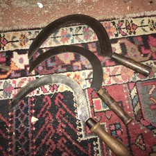 Three Vintage Antique Garden Farm Hand Scythes