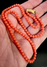 …. Vintage Gold On Sterling Silver Coral Necklace