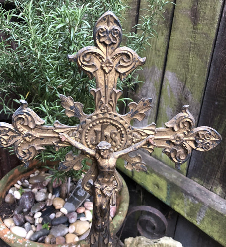 Antique italian crucifix gilt - italian,