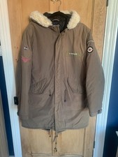🛵 Lambretta Parka 60s Style Mods Fur Hood Fish Tail Coat Khaki Size M 🛵
